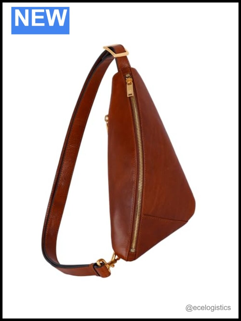 Full-Grain Leather Sling Bag Crossbody Chest Bag Unisex Adjustable Strap